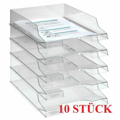 10 x Briefkorb Ablage Briefablage Briefkörbe für DIN A4 - transparent - 2. WAHL
