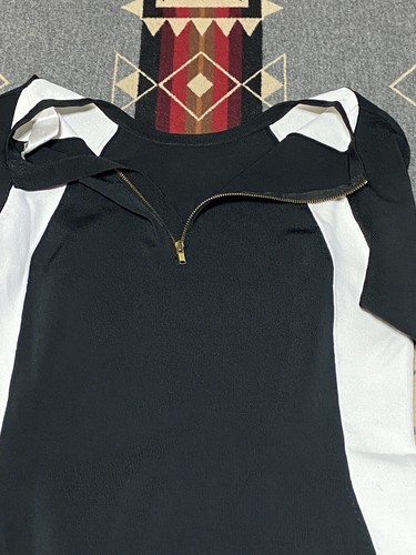 Abito Bodycon ALC Tg L Nero Bianco Maglia Zip Schienale Donna M7 - Foto 6 di 9