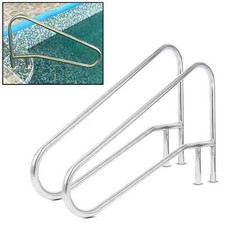 Pair 2PC Swimming Pool Hand Rail Ladder Handrail Stair Rail 304 Stainless Steel