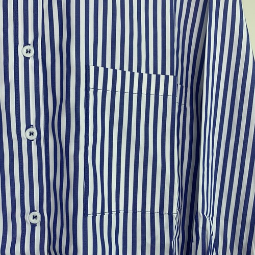 Camicia Fashion Nova taglia 1X bottoni davanti nautica bianca blu righe colletto top - Foto 9 di 14
