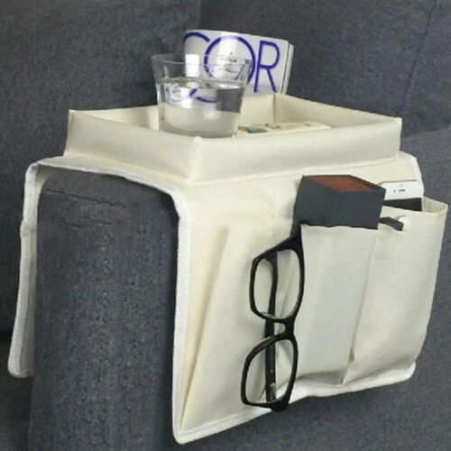 Sofa Armrest Organizer with Cup Holder Tray Couch Armchair Caddy Storage Pockets - Picture 4 of 15