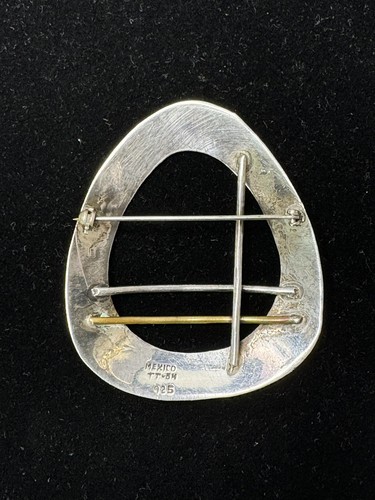 Broche prendedor modernista de México vintage de plata de ley 925 de 2 tonos - Imagen 9 de 12
