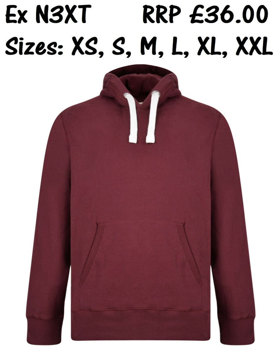 MENS HOODIE EX UK STORE PREMIUM QUALITY BURGUNDY HOODED SWEATSHIRT TOP  BRAND NEW | eBay