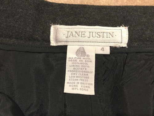 Jane Justin Damen grau 100 % reine Wolle Bleistiftrock Größe 4 neu mit Etikett $ 120 - Bild 6 von 12