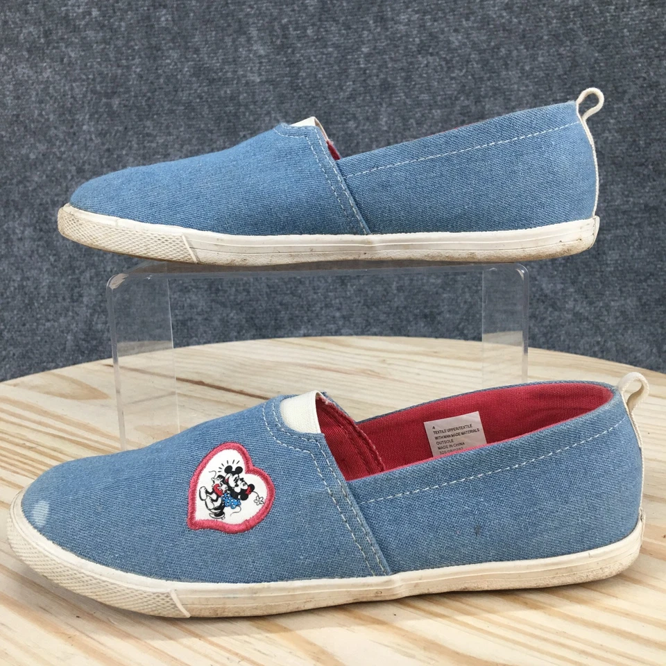 Disney Shoes Youth 4 Girls Mickey Mouse Comfort Slip On Loafer Blue Canvas - Image 2 of 4
