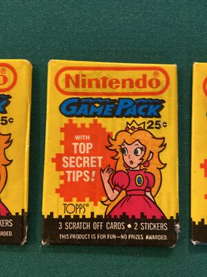 Lot of 3 Vintage1989 Topps Nintendo Game Packs Princess Peach
