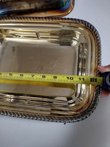 EPCA By Poole Silver Co Plate Covered Serving Dish with Handles foot 12" - Picture 4 of 11
