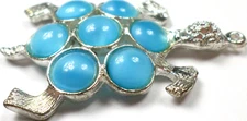Swarovski Crystal Turquoise Blue Rhinestones Sea Turtle Pendant Findings 45x29mm