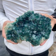 3.9lb NATURAL Green Cube FLUORITE Quartz Crystal Cluster Mineral Specimen