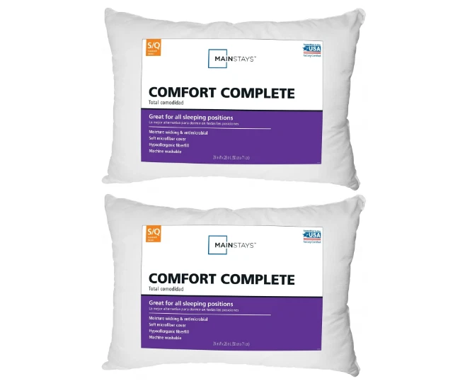 (2 Pack) Mainstays Comfort Complete Bed Pillows Standard/Queen Hypoallergenic So - Image 2 of 4