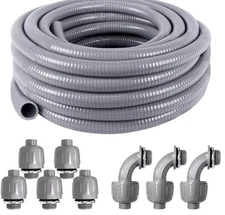 1inch 25ft Electrical Conduit Kit,with 5 Straight and 3 Angle Fittings Included