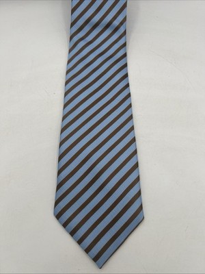 Me Tai Lang Men's Silk Neck Tie Blue Bronze Striped