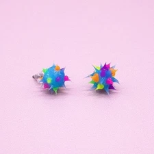 6 Spike Earrings for Women - Kawaii Smiley Face Silicone Stud Earrings Set