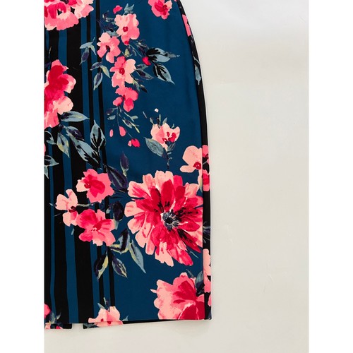 Vince Camuto Floral Gala Sheath Black Blue Knee Length Dress Womens Size 4 - Picture 7 of 21