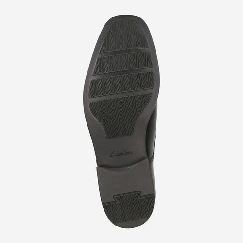 NUOVE scarpe eleganti Clarks uomo Tilden punta liscia Oxford pelle nera taglia 9,5 W - Foto 4 di 4