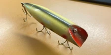 VINTAGE SOUTH BEND BASS-ORENO WOOD LURE 4" NO EYES COLOR -  STRAWBERRY