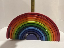 11 Piece Wooden Stacking/Nesting Rainbow Montessori Toy