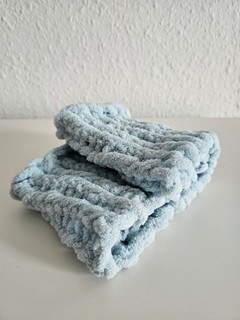Handmade Fluffy Loop Scarf in Ice Blue for Kids Self Made