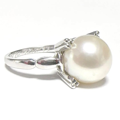 MIKIMOTO PT950 Pearl Ring 9mm Akoya Platinum US 4.5 JP 8.5 New from Japan - Picture 3 of 18