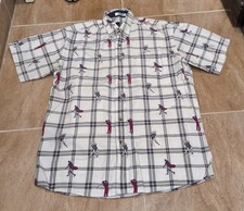 Vintage Men's Givenchy Monsieur Button Shirt Golf Plaid AOP White Sz L