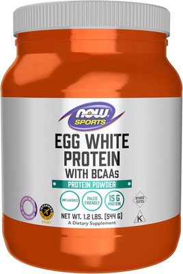 Sports Nutrition, Egg White Protein, 16G with Bcaas, Unflavored Powder, 1.2Pound