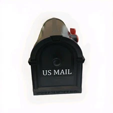 Postal Pro Post-Mount Mailbox US Mail Black Postal Mail Box Large Non Rust 19.5”