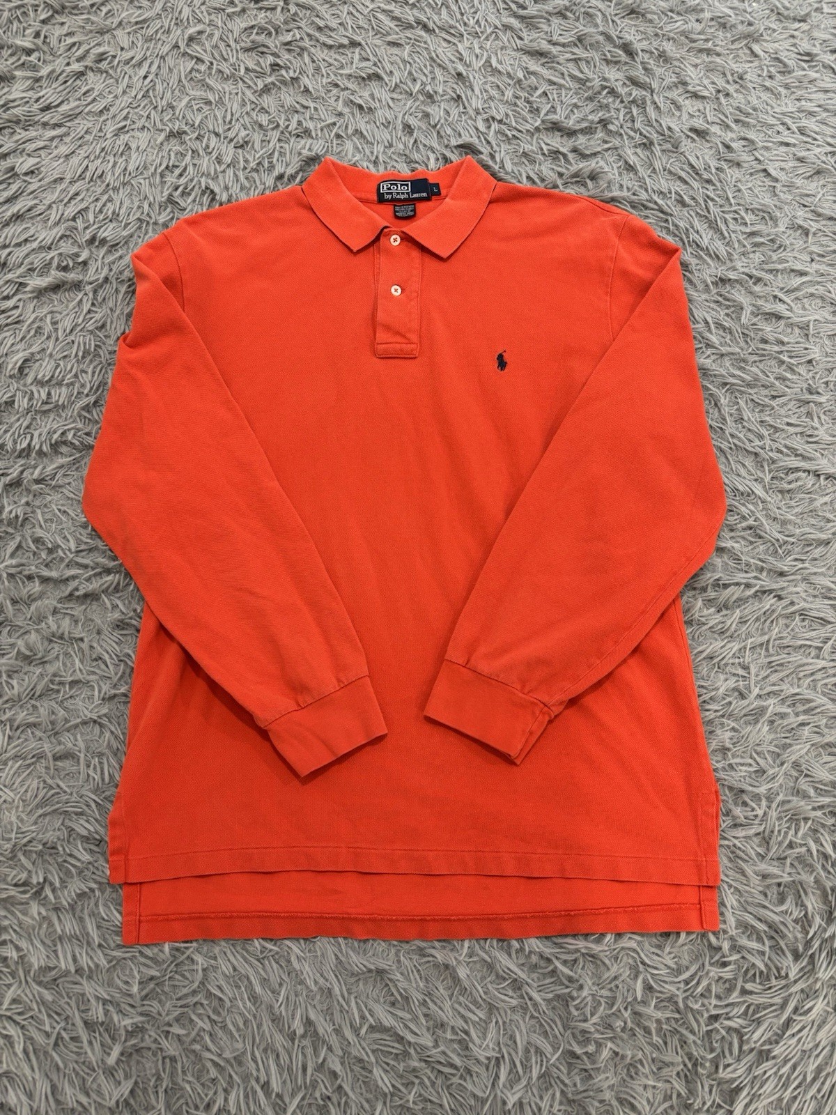 Vintage Polo Ralph Lauren Men’s Long Sleeve Polo Shirt Orange Red Large Preppy