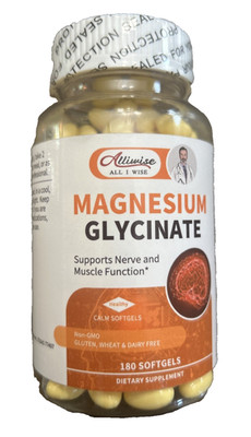 Alliwise Magnesium Glycinate Supports Nerve & Muscle Function 180ct Exp 07/27