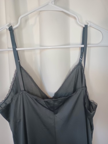 Vintage Vanity Fair Babydoll Slip Dress Size 38 Large Black Lace Slit Intimate - Foto 10 di 17