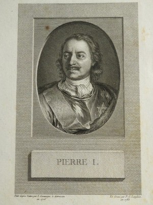 Pierre G. LANGLOIS GRAVUR XVIII PORTRAIT PIERRE le GRAND RUSSIE ROMANOV 1783