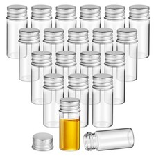 20 Pcs Small Storage Bottle Vials with Lids Mini Bottles Sample Glass