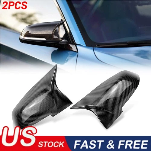 Carbon Fiber Style Rear Side Mirror Cover Caps Fit BMW F20 F21 F30 F32 F36 X1 M2