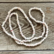 Pink & White Polished Shell Beaded Wire Over The Head Necklace