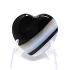 Black Agate Stone Heart #1194-35mmor 1.37in Valentines Day  Love Pocket Gemstone