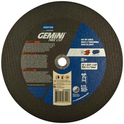 Norton 66253106101 10x3/32x5/8'' Gemini Free Cut AO Type 1/41 Cut-Off Wheel 10 pk