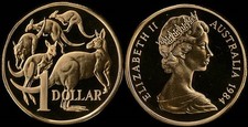 Australia: 1984 $1 Proof Queen Elizabeth II One Dollar Kangaroos