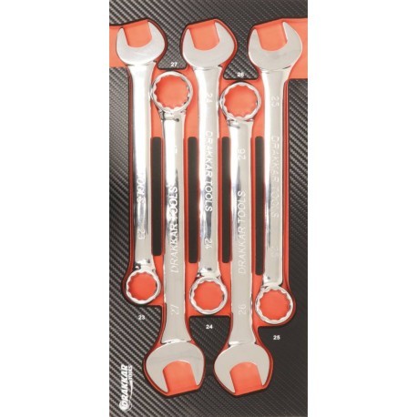 Module mousse avec 5 cles mixtes en acier chrome satine anti-derapant