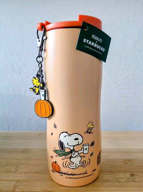 Starbucks x Peanuts Snoopy Orange Halloween Pumpkin Tumbler Travel Mug NEW