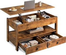 Coffee Table, Lift Top Coffee Table with 2 Drawers, Large Storage and Open Shelf