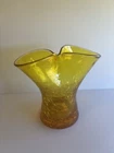 Vintage Blenko Mini CM-2 Pinch Vase Gold 1950’s Crackle Glass Vase 4 Inches