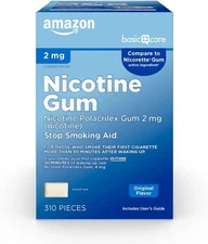 Amazon Basic Care Nicotine Gum 2mg Polacrilex Uncoated 310ct *EXP 12/2026*
