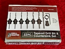 Drill Master 22 Piece Carbon Steel Tapered Drill Bit Countersink Set 07608 B12