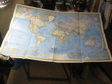 VINTAGE THE POLITICAL +PHYSICAL WORLD MAP National Geographic November 1975