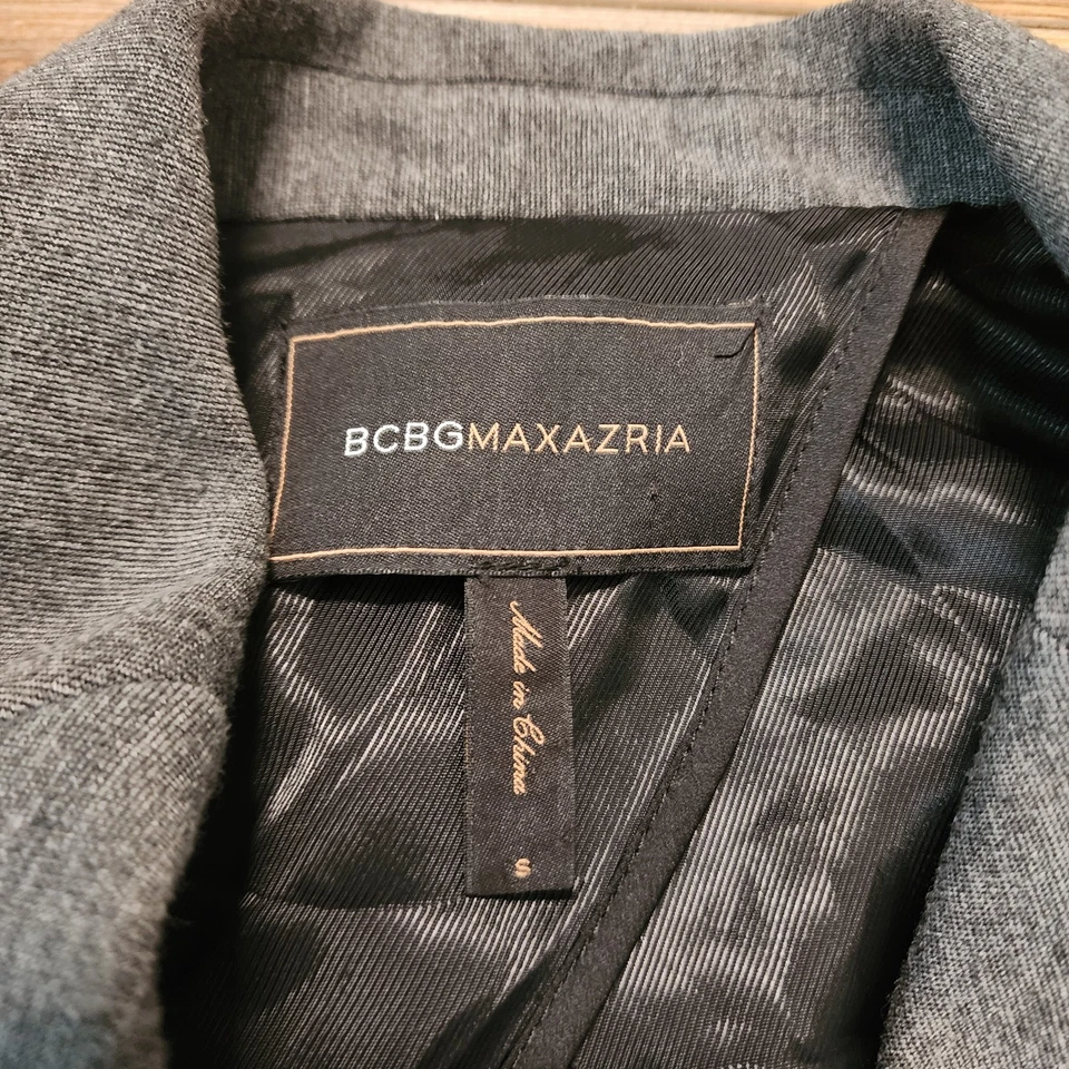 Blazer BCBGMaxAzria para mujer S gris asimétrico Foto 3 de 4