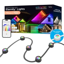 Enbrighten Vibe Eternity Permanent Outdoor Lights, 100ft, 72 RGBWIC LEDs
