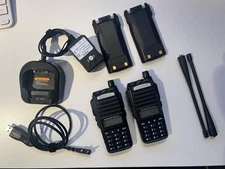 Baofeng UV-82 Dual-Band Radios (2) + Antennas, Charger Base, Programming Cable