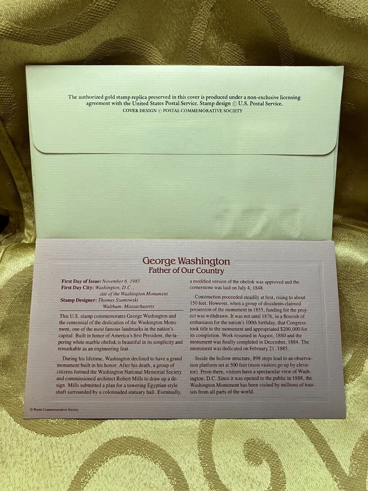 Golden Replicas United States Stamp 1985 George Washington Father of Our Country - Image 3 of 3