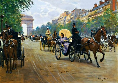 2073 - Scene on the Champs Elysees, Paris by Jean Beraud - Giclee Fine Art Print