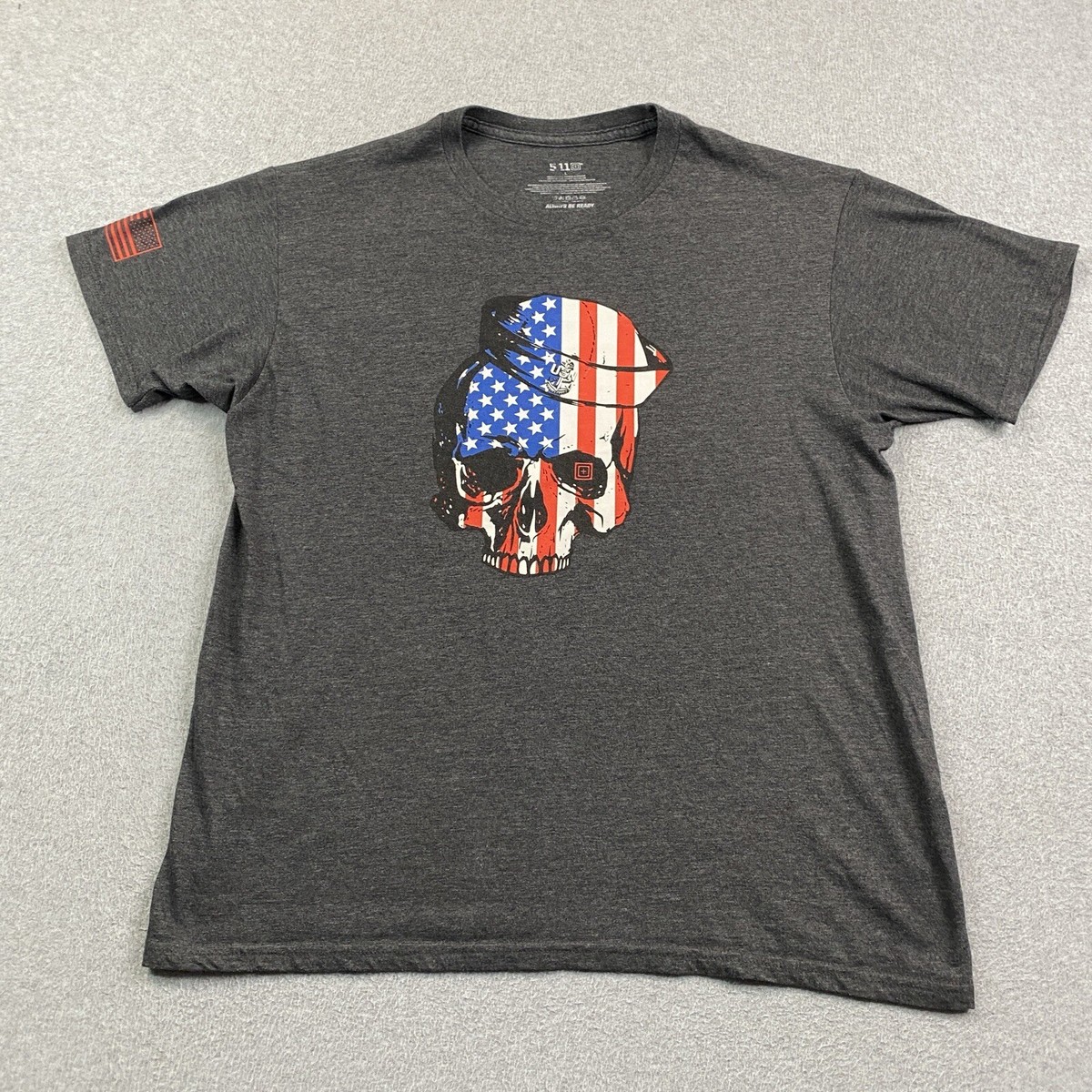 Tactical Shirt Mens Large US Navy Flag Skull Graphic Tee USN