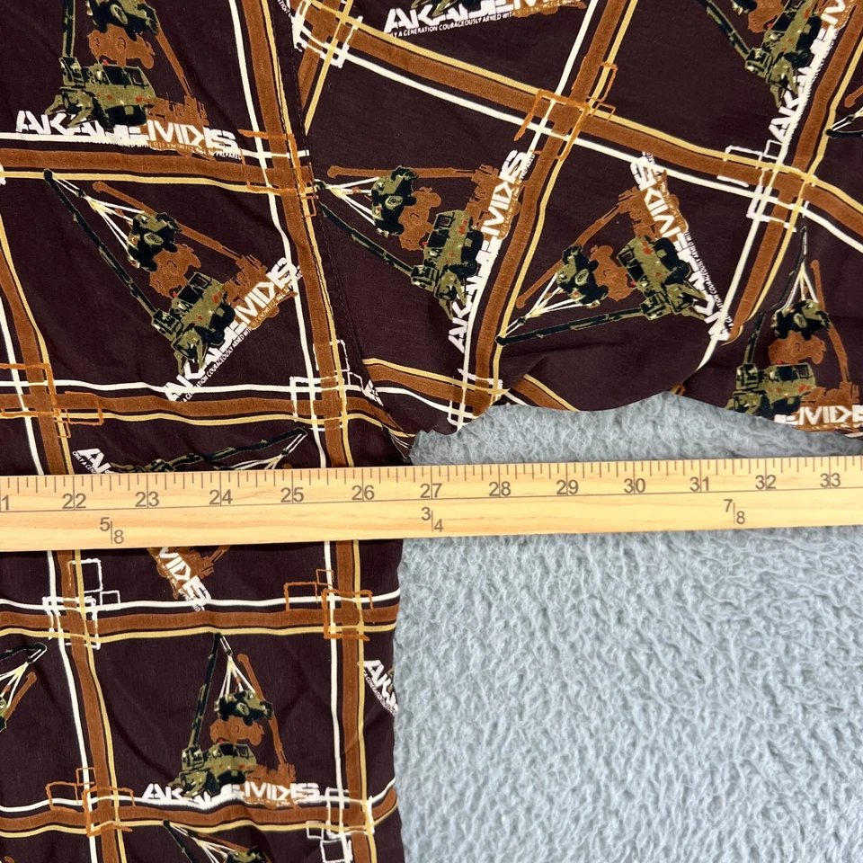 Camisa Akademiks Para Hombres 2XL Marrón Abotonada Hip Hop Y2K Años 90 Rap Informal Campamento AOP Foto 3 de 4